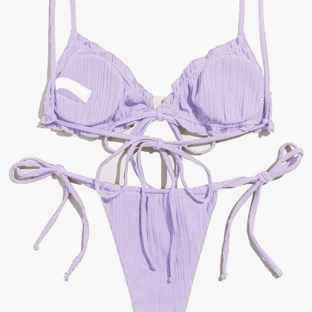 Lavender Ribbed Bikini Set - Picture 3 of 4